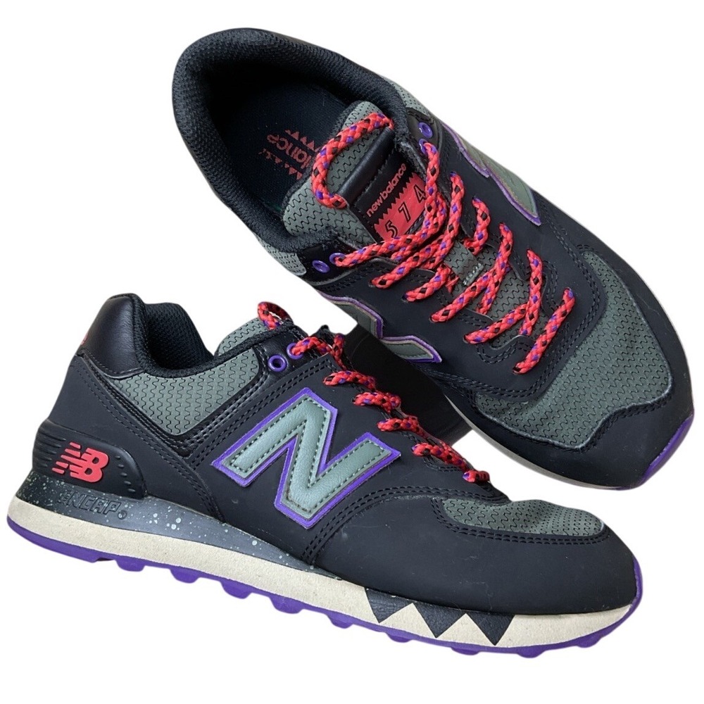 New Balance 574 Low Top Sneakers Mens 5 Womens 6.5 Black Gray Shoes ML574NFQ